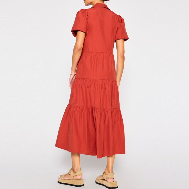 Wholesale Custom Manufacturer Women Luxury Fashion Casual Loose Midi Long Shirt Ruffle Dresses For Ladies