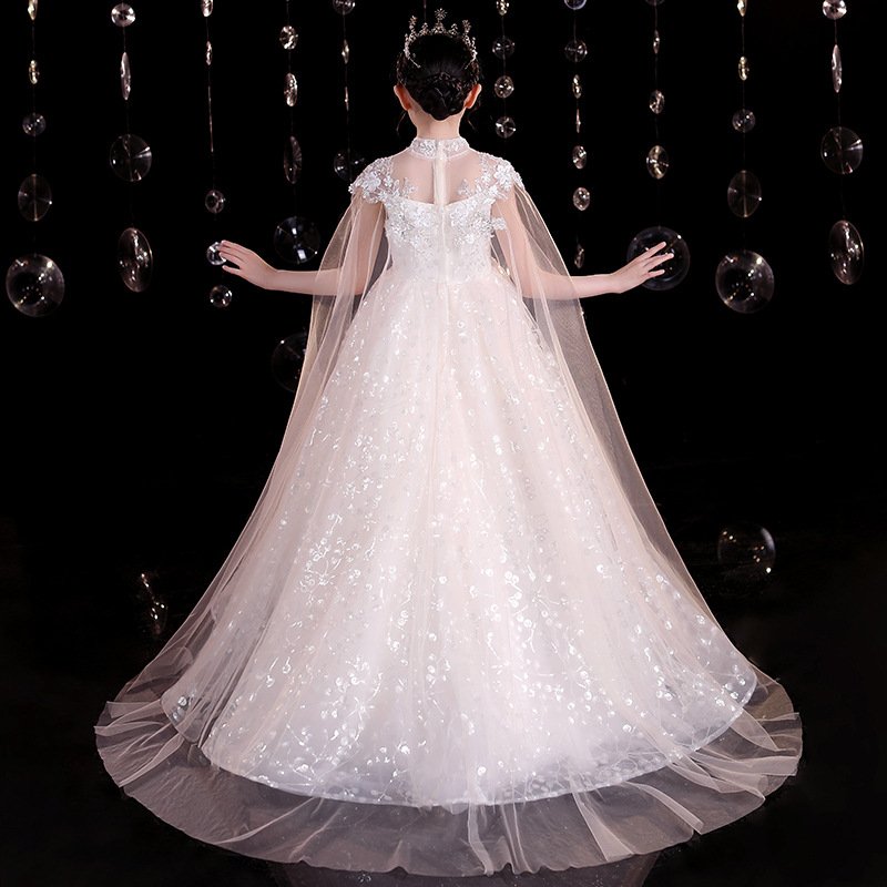Children's trailing evening dress princess dress foreign air flower child wedding girl host catwalk piano performance dress summ