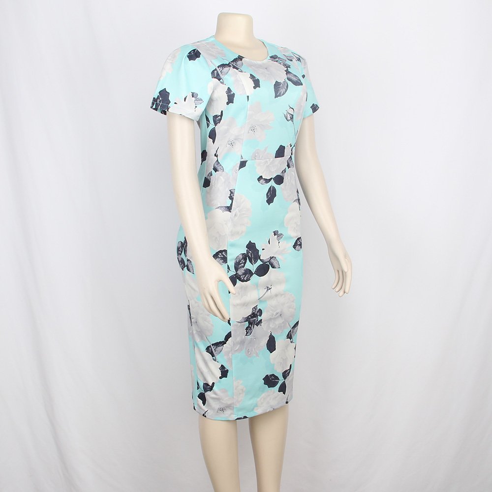 Hot Sale Fashion Design Floral Dresses Short Sleeve Women Summer Fashion Casual Dress