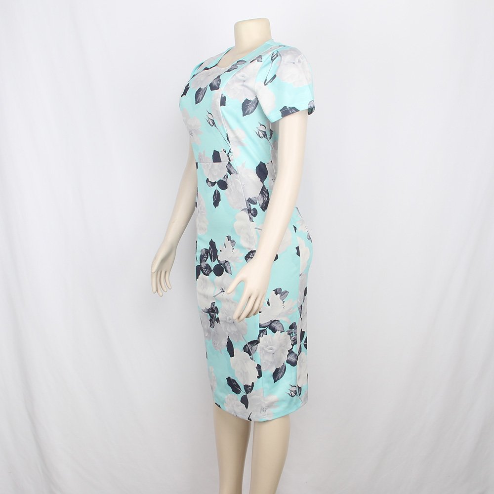 Hot Sale Fashion Design Floral Dresses Short Sleeve Women Summer Fashion Casual Dress