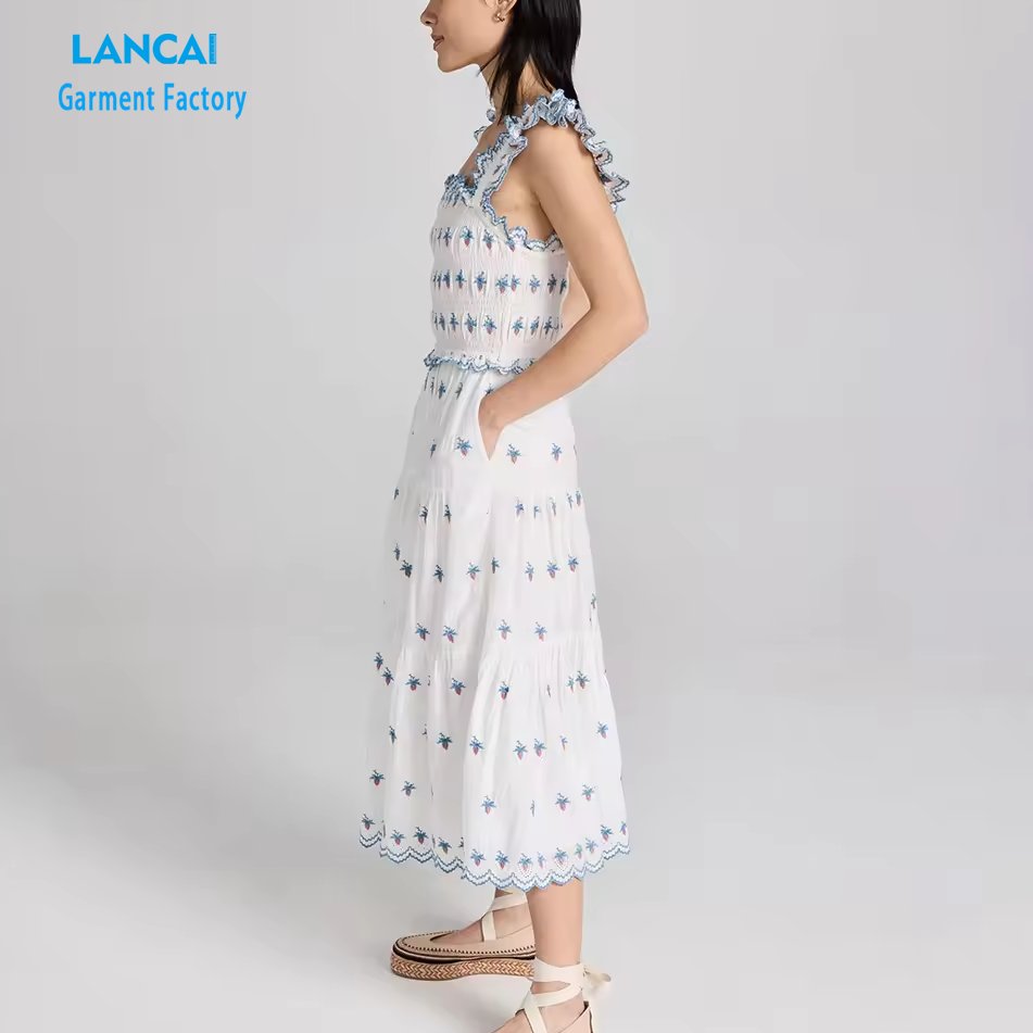 Clothing Manufacturers Custom Women's Casual Dress Flower Girls' Chiffon Maxi Dress