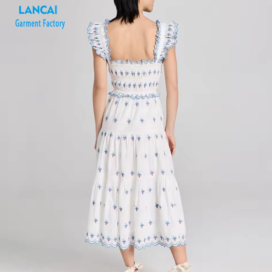 Clothing Manufacturers Custom Women's Casual Dress Flower Girls' Chiffon Maxi Dress