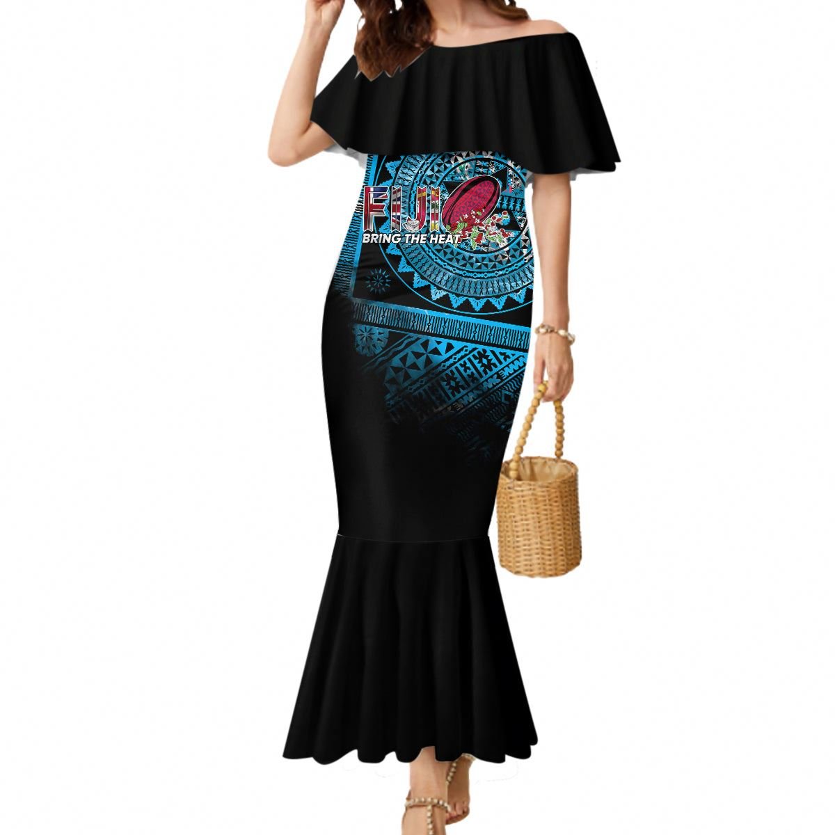 Personalize Custom Polynesia Mermaid Dresses With Christian Cross Design Ladies Maxi Dress Factory Wholesale Women Party Clothes