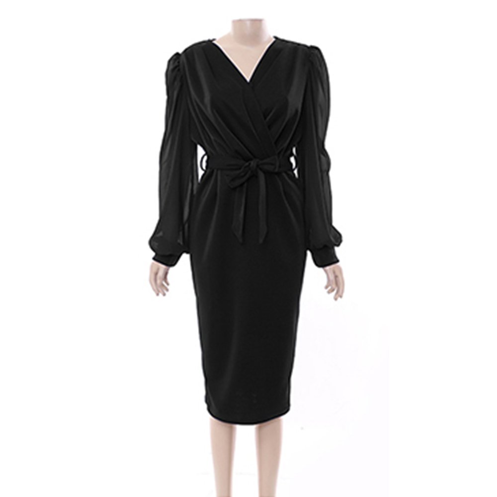 Natural Elegant Ladies Casual Spring Women Clothing Fitted Long Sleeve Dresses