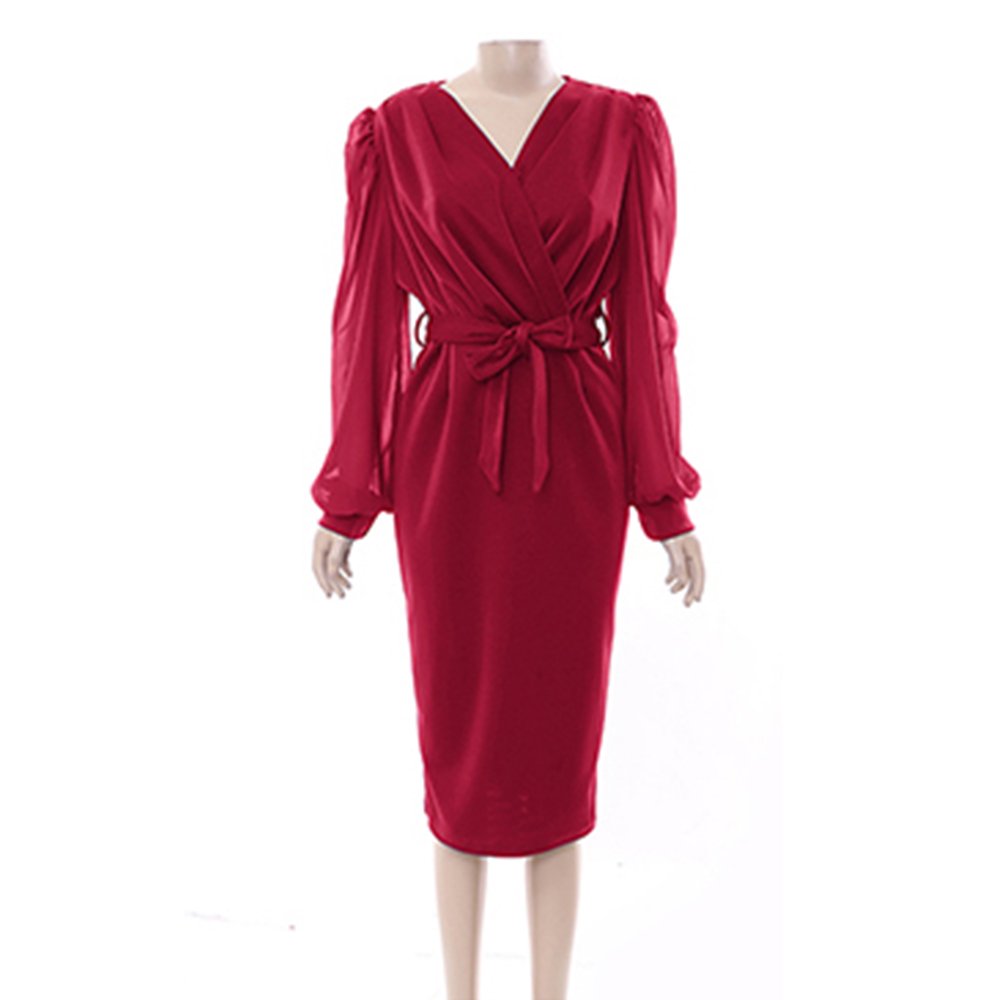 Natural Elegant Ladies Casual Spring Women Clothing Fitted Long Sleeve Dresses