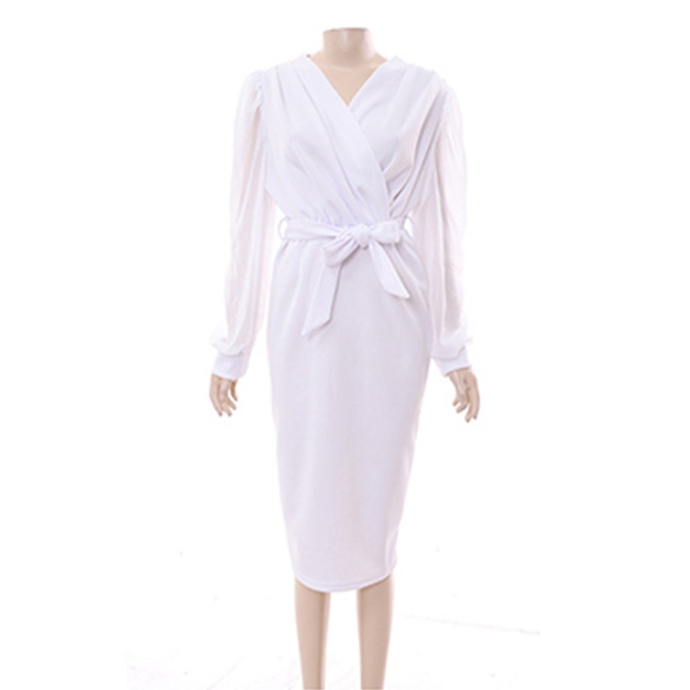 Natural Elegant Ladies Casual Spring Women Clothing Fitted Long Sleeve Dresses