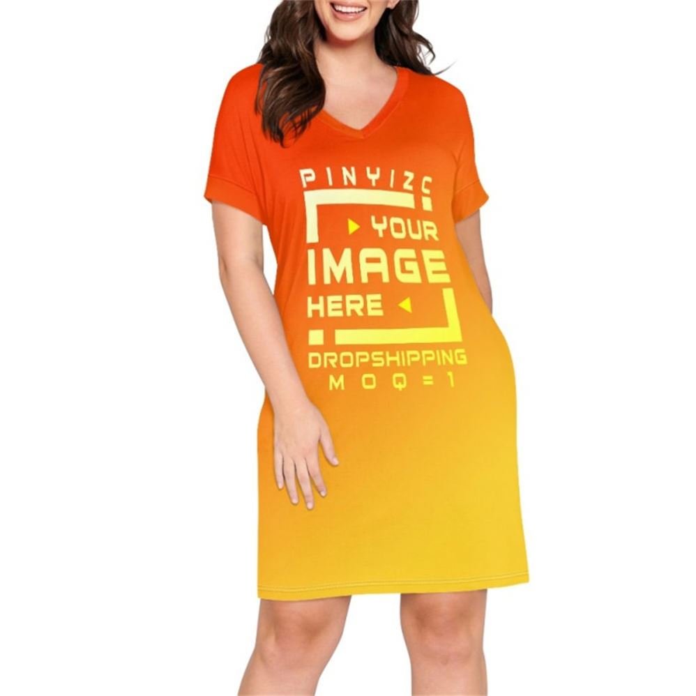 Custom Women's 2024 Knee-length Casual Dresses Women T shirt Loose Dress Short-sleeved Loose-fitting Dress
