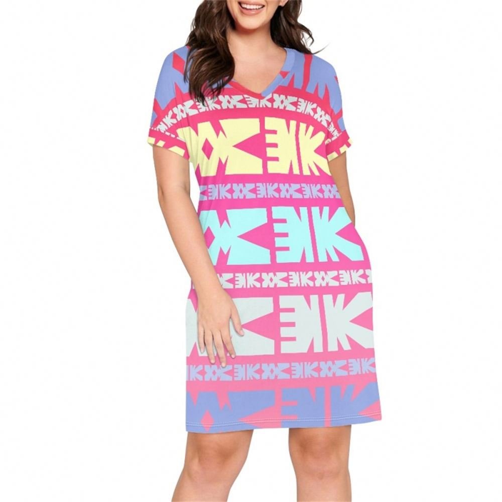 Custom Women's 2024 Knee-length Casual Dresses Women T shirt Loose Dress Short-sleeved Loose-fitting Dress
