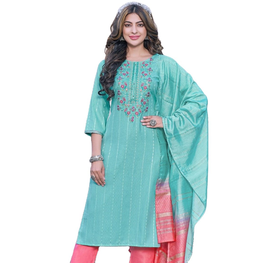 Wholesale Latest Pure Viscose cotton with Khalid work Ready made stitched Kurtis With Pure viscose silk pant for online sale