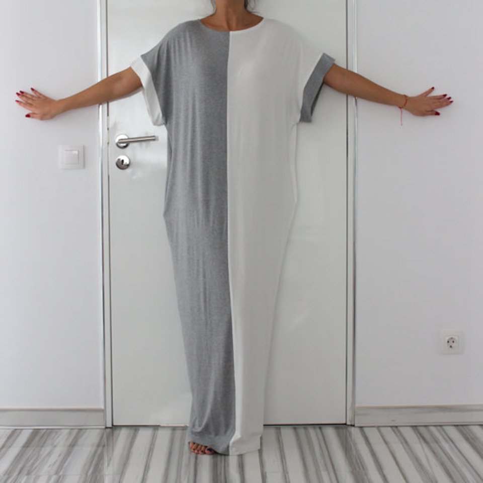2022 Women Casual Dresses Autumn Street Wear Fashion Loose Crew Neck Mid Sleeve Long Dress Womens Dresses Plus Size