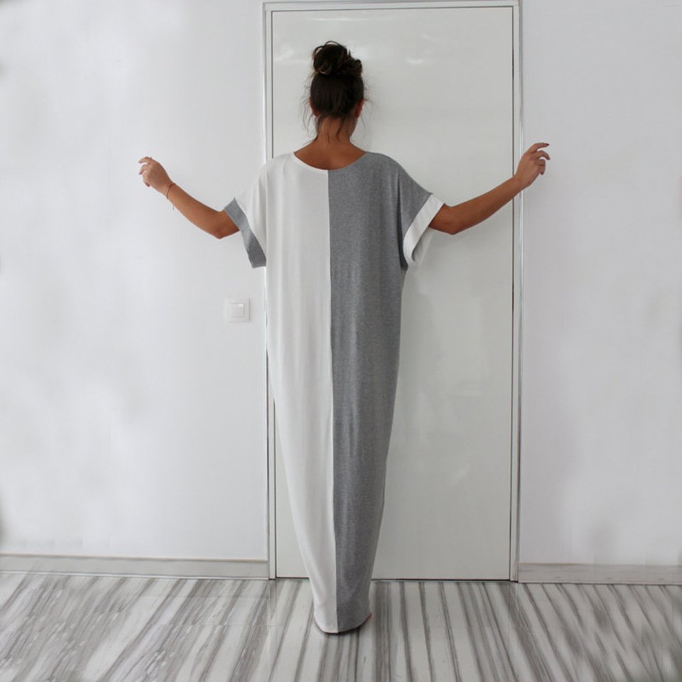 2022 Women Casual Dresses Autumn Street Wear Fashion Loose Crew Neck Mid Sleeve Long Dress Womens Dresses Plus Size