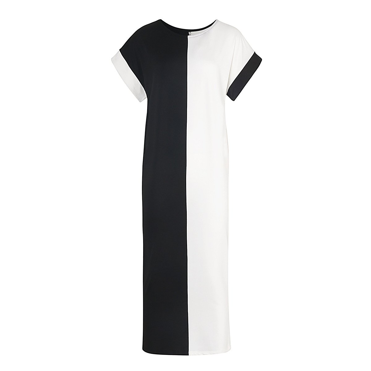 2022 Women Casual Dresses Autumn Street Wear Fashion Loose Crew Neck Mid Sleeve Long Dress Womens Dresses Plus Size