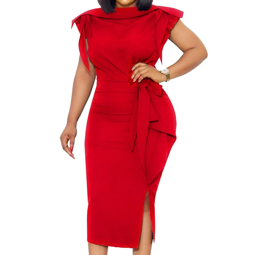 New Design Splicing High waist Loose Long Plus Size Dress Pleated With Free Belt Casual Dress Women