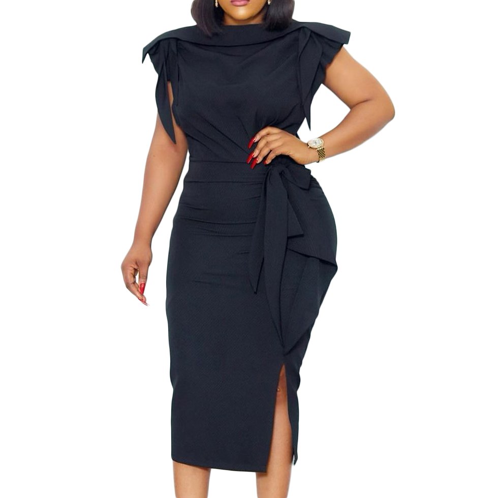 New Design Splicing High waist Loose Long Plus Size Dress Pleated With Free Belt Casual Dress Women