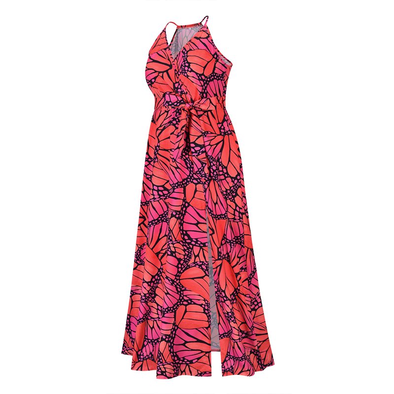 European and American sexy printed sleeveless suspender skirt 2022 spring and summer fashion slim slimming mid-length dress