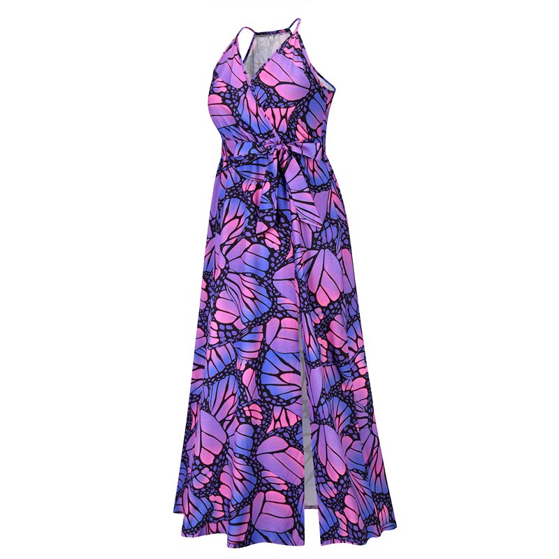 European and American sexy printed sleeveless suspender skirt 2022 spring and summer fashion slim slimming mid-length dress