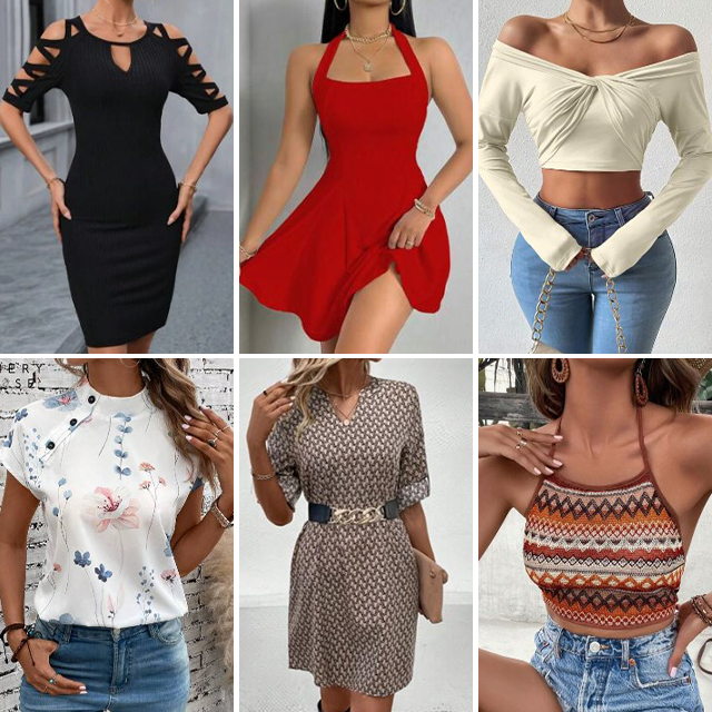 Wholesale bulk clothing,women's T-shirts shirts tops dresses mixed styles for shipment