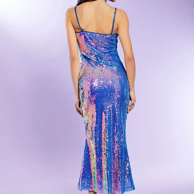 New Design Women's Dress Iridescent Sequin Embroidery Midi Dress for Women Straps Cocktail Party Dress