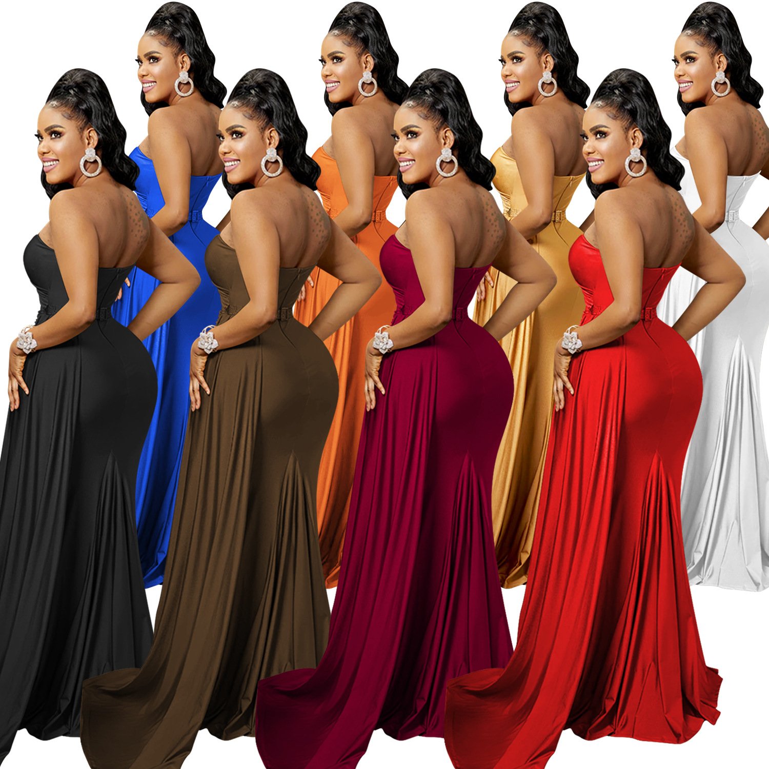 Custom Sexy Maxi Dress Short Sleeve Puff Sleeve Long Flowy a Line Dresses Women's Summer Natural Trade Assurance Simple Adults