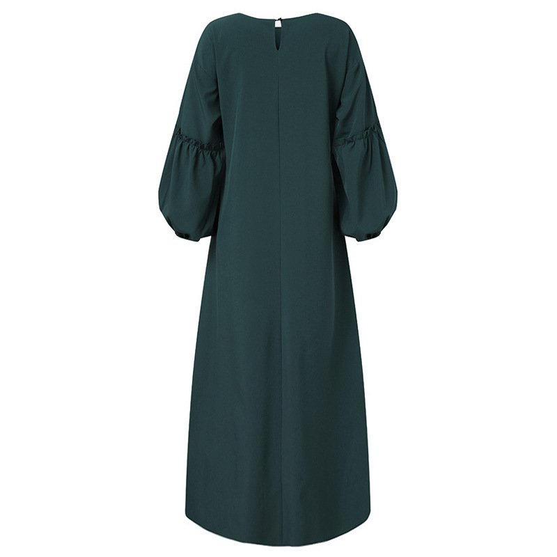 Wholesale S-2XL Plus Size Women's Muslim Dress Long Sleeve Robe Belt Modest Dress Ruffled Abaya Maxi Dress is Rankavtan