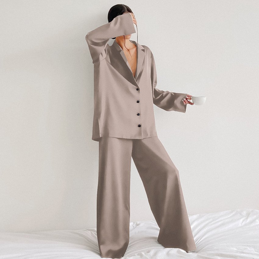 Comfortable Silk Loose Women Lounge Wear Sets Casual Two Piece Pajamas Sleepwear Lady Set Silk Pajama For Women Pyjama