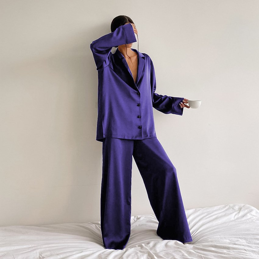 Comfortable Silk Loose Women Lounge Wear Sets Casual Two Piece Pajamas Sleepwear Lady Set Silk Pajama For Women Pyjama