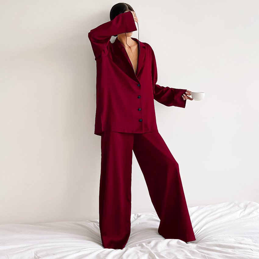 Comfortable Silk Loose Women Lounge Wear Sets Casual Two Piece Pajamas Sleepwear Lady Set Silk Pajama For Women Pyjama