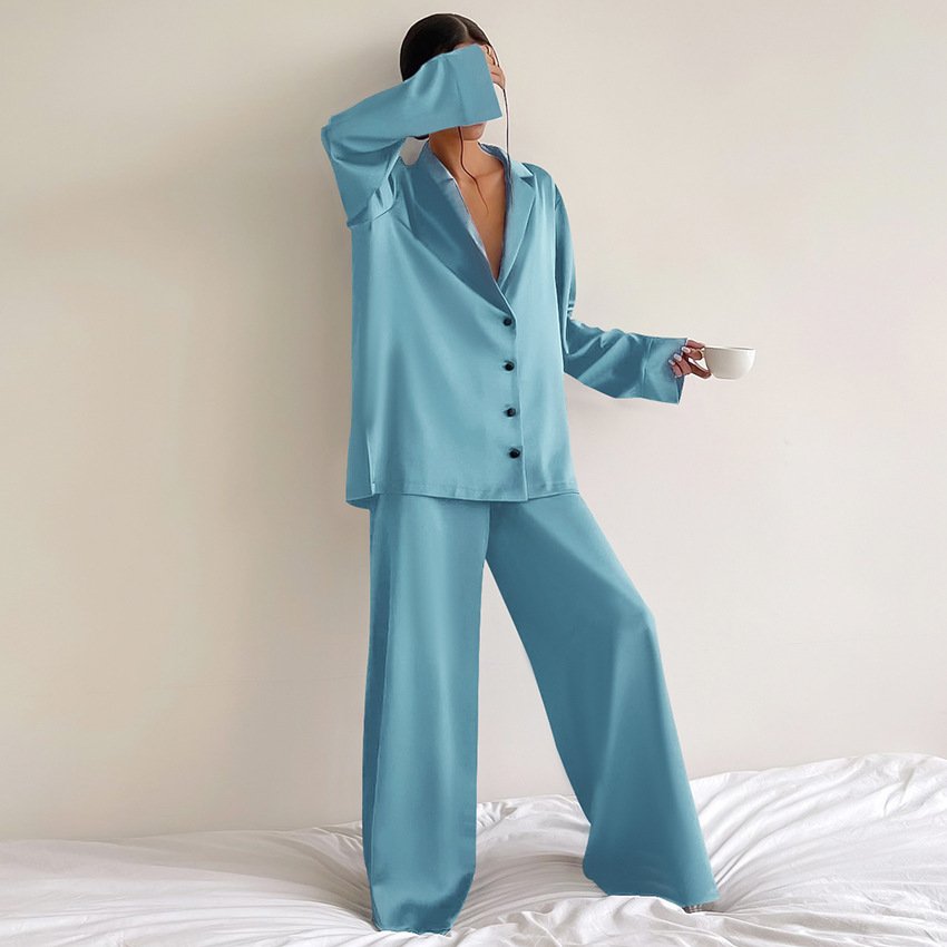 Comfortable Silk Loose Women Lounge Wear Sets Casual Two Piece Pajamas Sleepwear Lady Set Silk Pajama For Women Pyjama