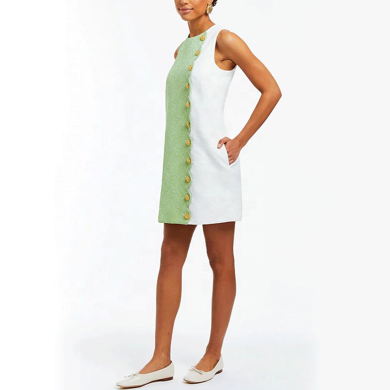 Custom Colour Summer Vest Dress Women's Super Stretch Suiting Adjustable Tie Halter Neckline Casual Dress