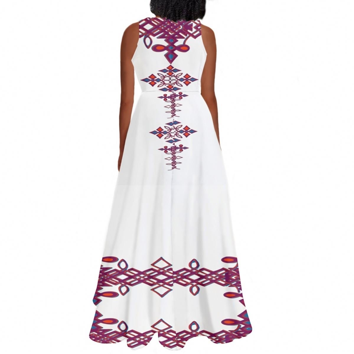 Custom OEM & ODM Ethiopian Traditional Dress Clothing Wholesale Summer Sleeveless O Neck Casual Long Skirt Women Evening Dress