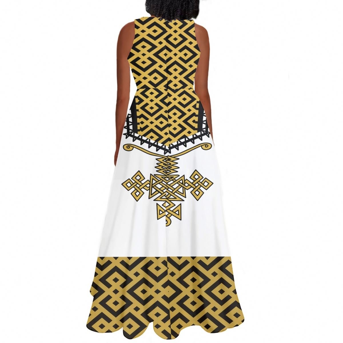 Custom OEM & ODM Ethiopian Traditional Dress Clothing Wholesale Summer Sleeveless O Neck Casual Long Skirt Women Evening Dress