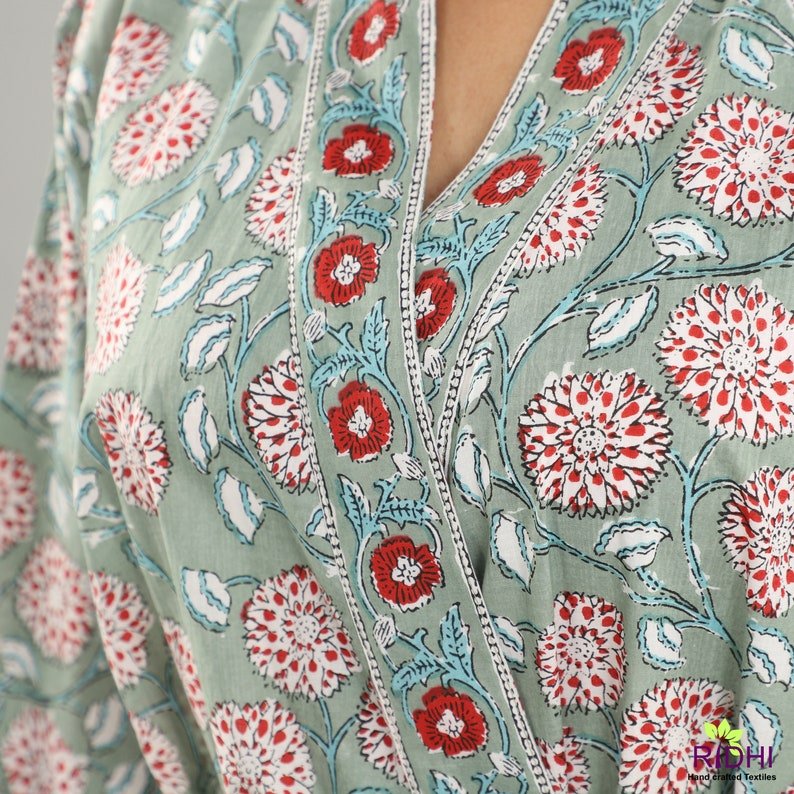New 2024 Sage Green Pure Cotton Robe Comfort Ladies Night Gown Kimono Dressing Gown Bridesmaid Gowns Women Bathrobe Kimono