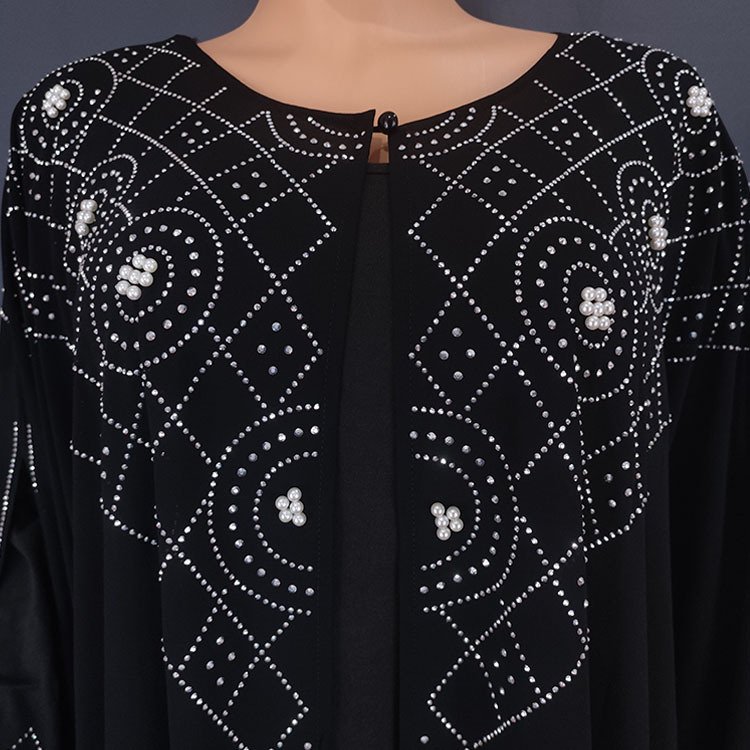African Robe Dress Pearl Chiffon Muslim Abaya 2022 New Islamic Clothing for Women Kaftan Femme Musulman Luxury Caftan Plus Size