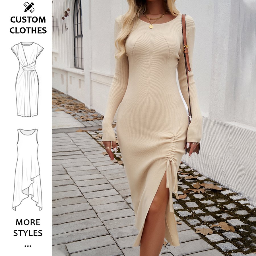 Ribbed dress new trends women clothing fall 2024 female dresses women casual dress sexy