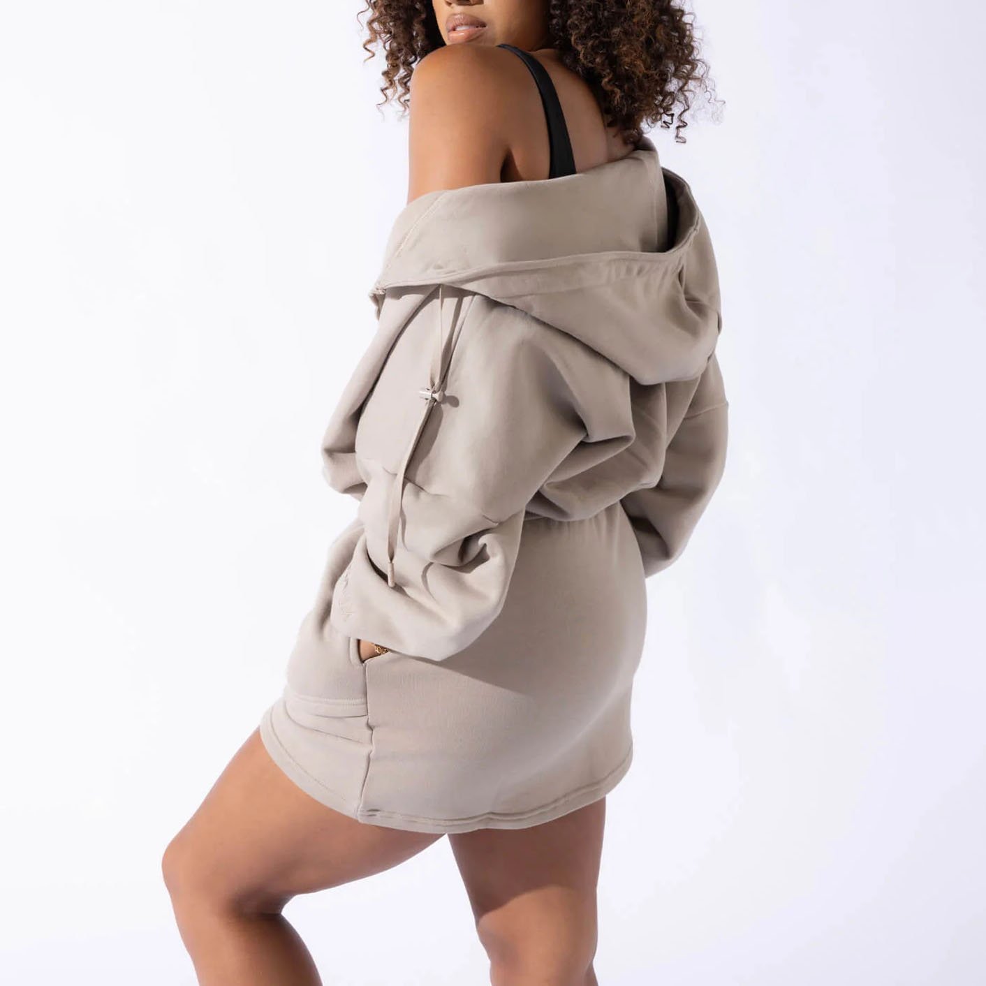High Quality Cusrom Outdoor Sports Women Knit Casual Dress 100% Cotton Oversized Hooded Knit Dress For Women