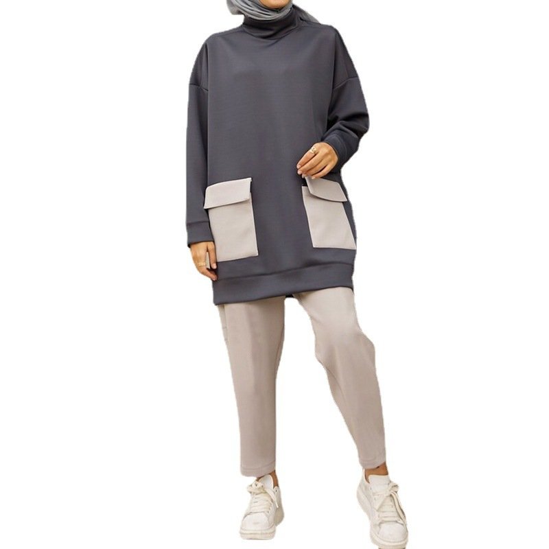 Custom Muslim Sport Wear Hotsale Casual Wear Hooded Tracksuit High Quality Cotton Long Sleeve Coat With Pants