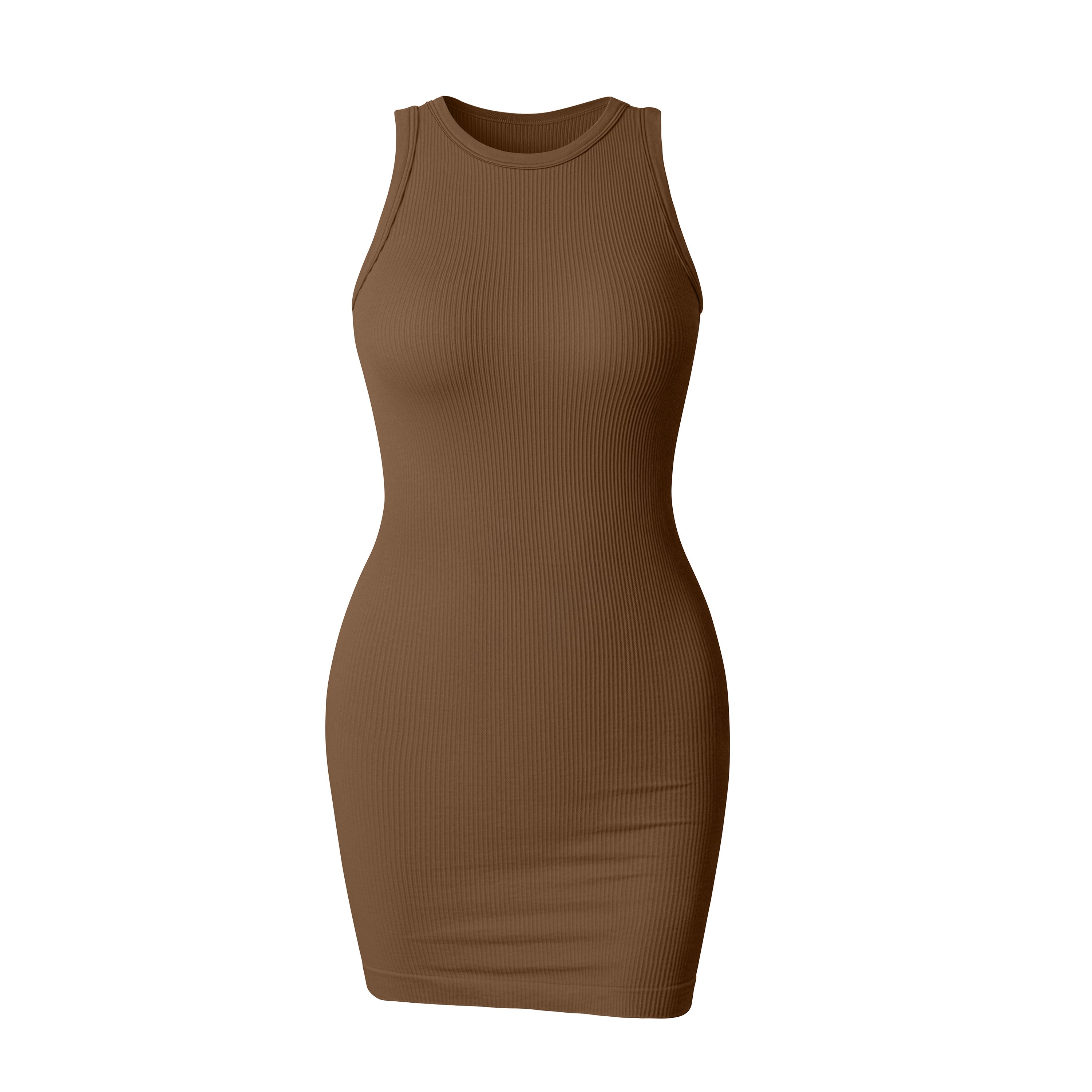 New Designed Women's Seamless Yoga Casual Dress Sexy Round Neck Sleeveless Mini Club Party Dress