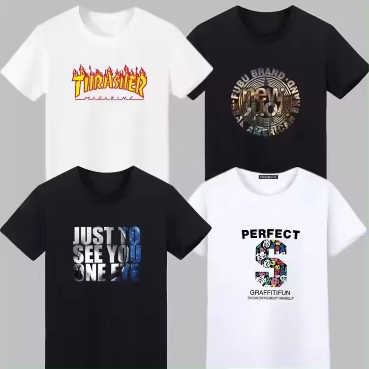 WO 2024 Factory Direct Sale Short long Sleeve Round Neck Shirt Big Tall Men's womens Stock T-shirt White t shirt Printed T-shirt
