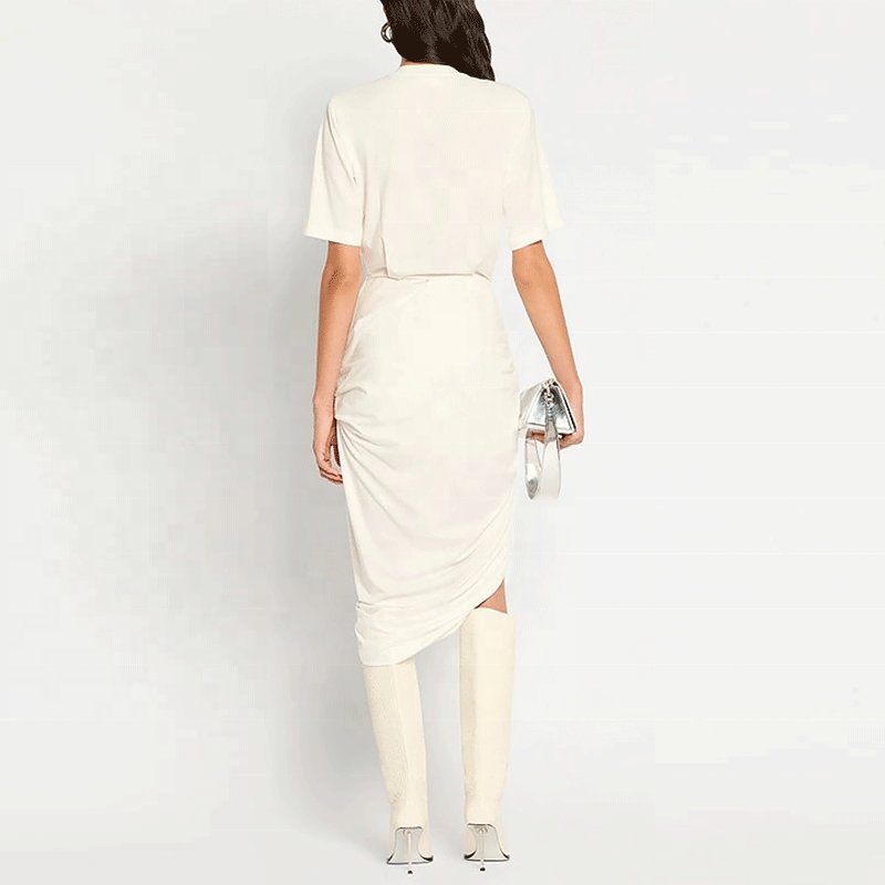 Custom OEM/ODM label Ladies High Quality Clothing Elegant Fashion Pleated Casual Dress