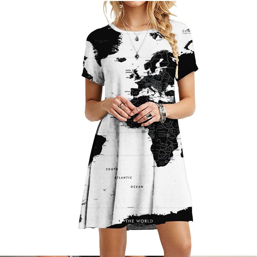Wholesale Custom New Summer Short Sleeve Casual Knee Length Women Dresses