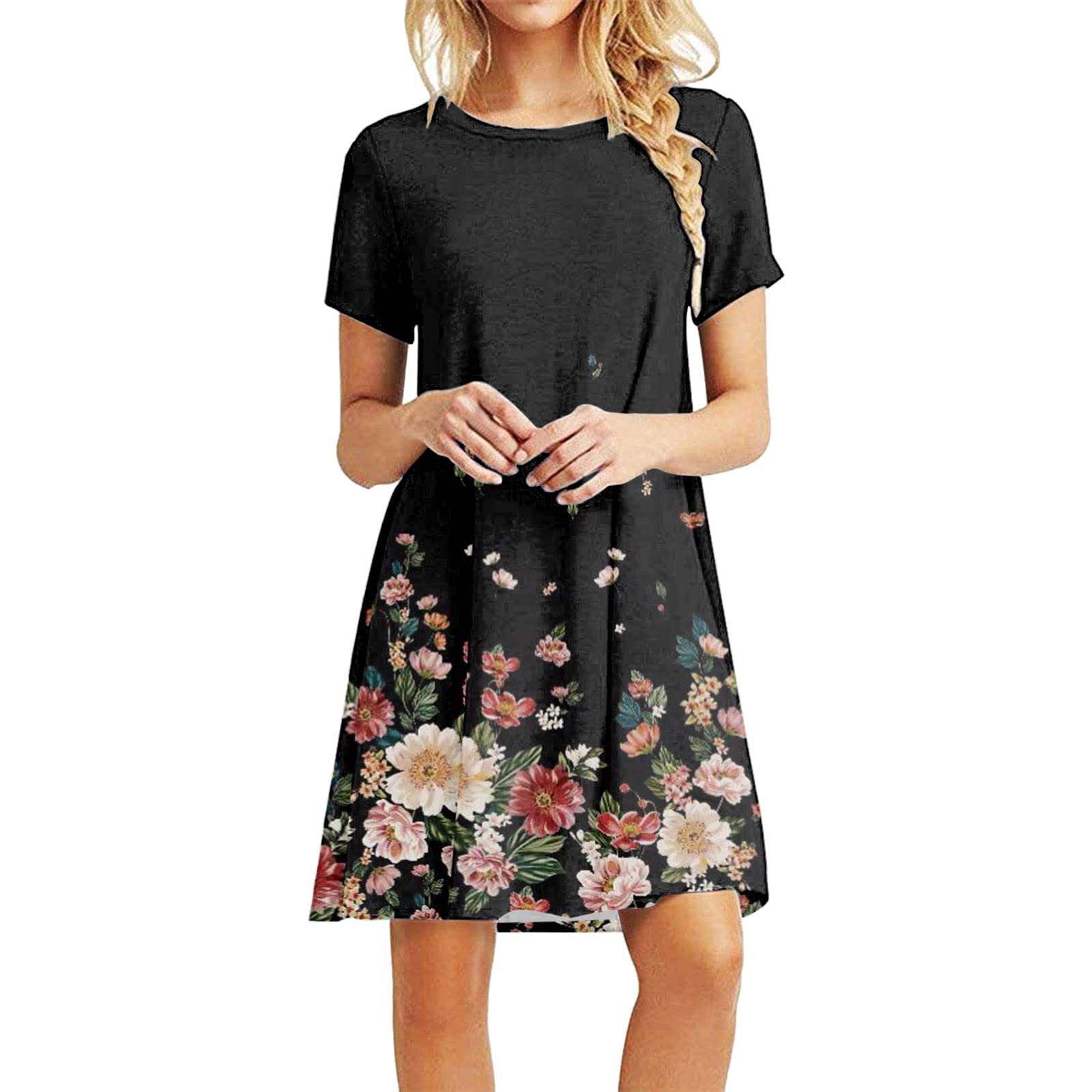 Wholesale Custom New Summer Short Sleeve Casual Knee Length Women Dresses