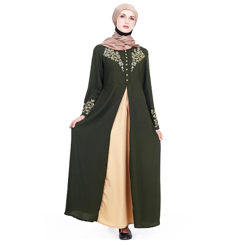 Muslim Dubai Arabian Robe Fashion Bronzing Print Middle East Dress Women Casual Abaya Dresses Islamic Clothing Islamic clothing