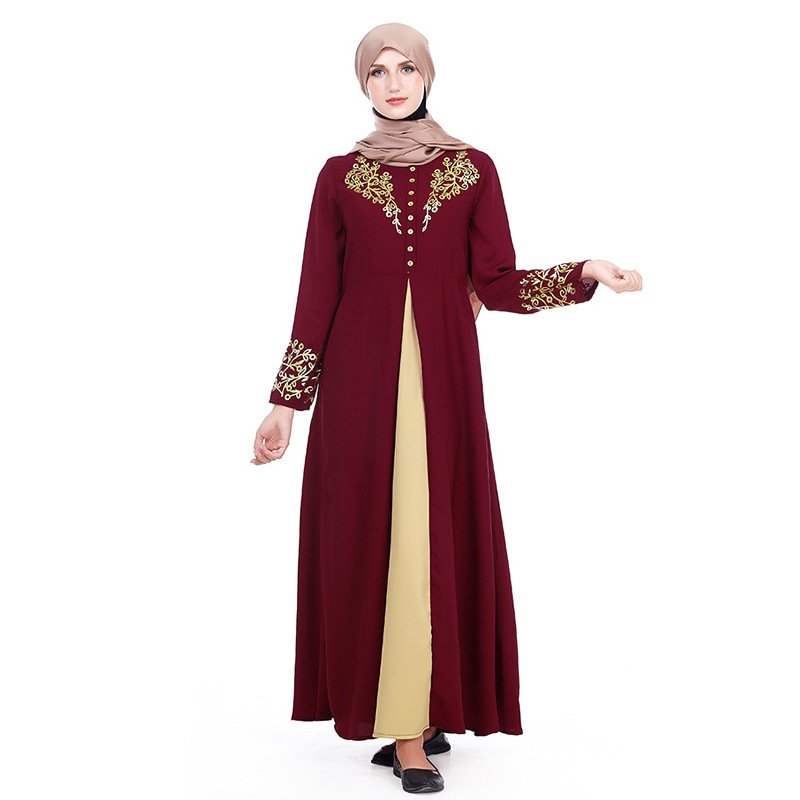 Muslim Dubai Arabian Robe Fashion Bronzing Print Middle East Dress Women Casual Abaya Dresses Islamic Clothing Islamic clothing