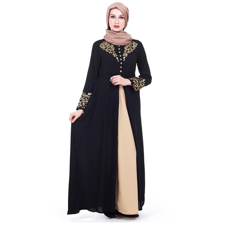 Muslim Dubai Arabian Robe Fashion Bronzing Print Middle East Dress Women Casual Abaya Dresses Islamic Clothing Islamic clothing