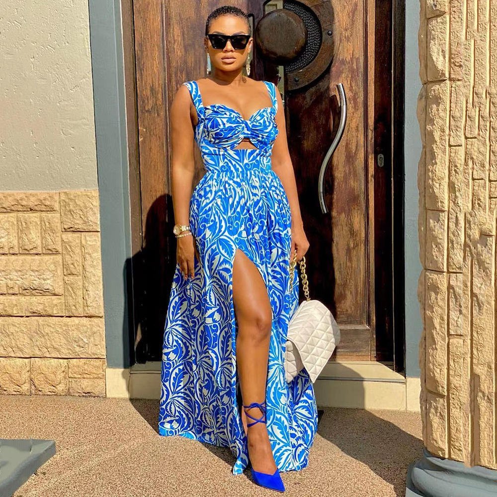 Hot Sale Women Sleeveless Bohemian Long Dresses Ladies Printed Maxi Casual Boho Dress For Beach