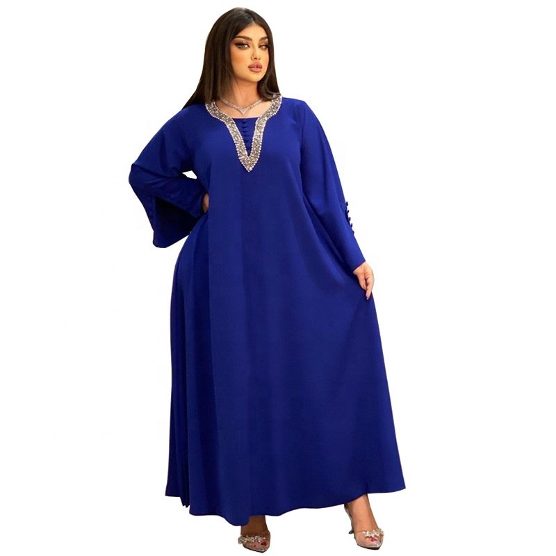 RHG Women Fashion Muslim Flare Sleeve Loose Robe Dress Abaya Jalabiya Dress Kaftan Moroccan Eid Arab Kimono Islamic Clothing