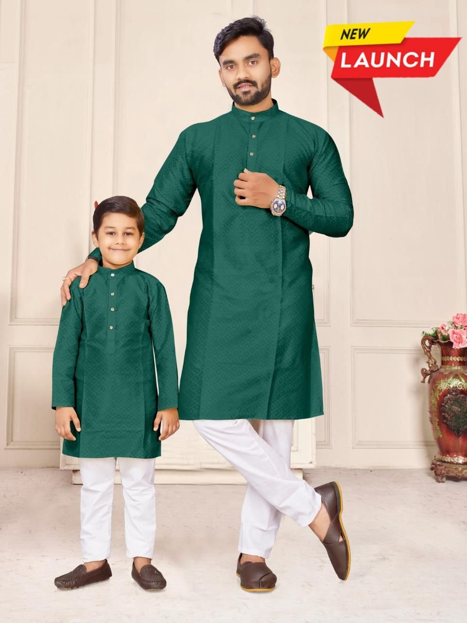 Newly Designed Boy Space Yellow Combo kids and mens Kurta High Quality Kurta Menswear Designs 2023 For Festival Wear India Surat