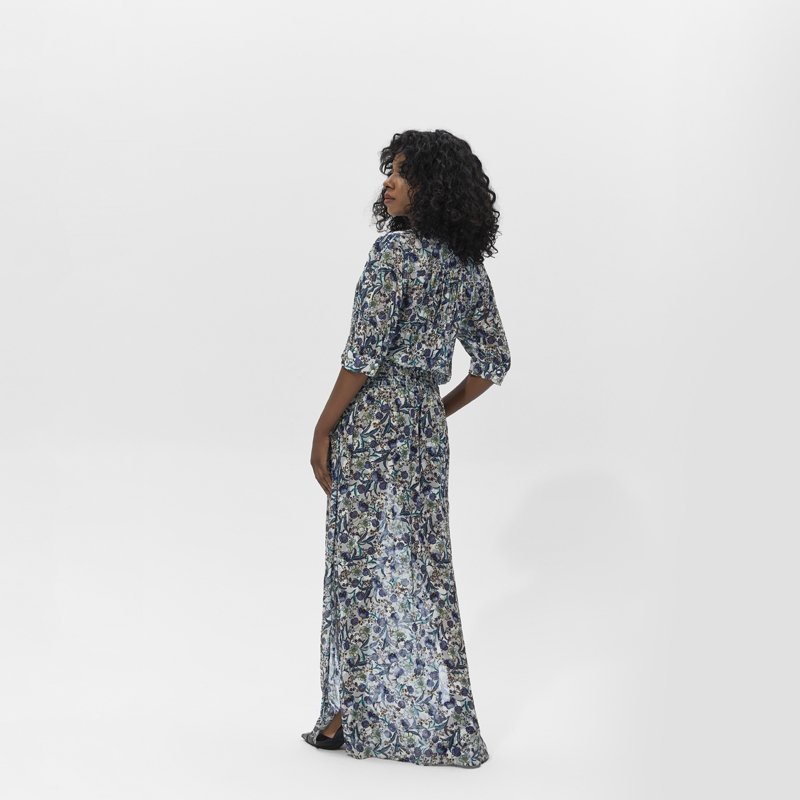Mid-sleeves V-neck Silk screen printing casual dress for women's dress