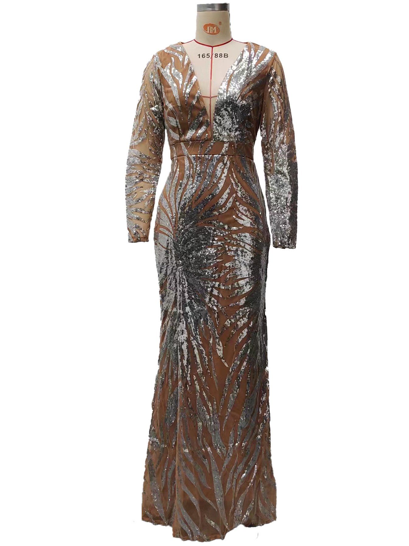 Mermaid V NeckSequins Evening Dress for Women Elegant Formal Party Maxi Long Prom Dress Evening Gown