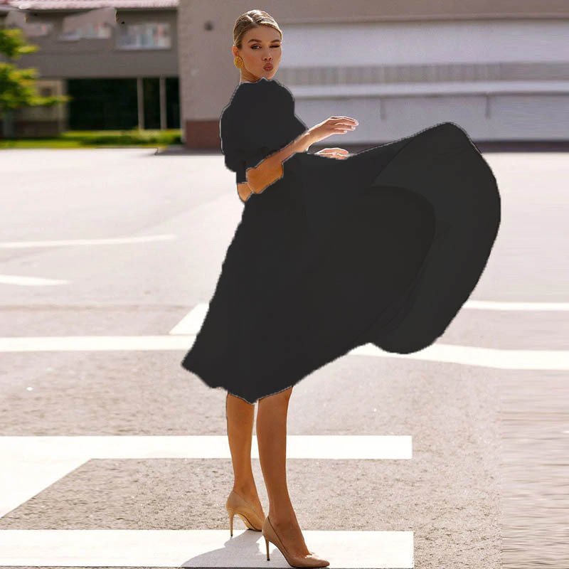 Elegant solid midi loose evening dresses 2022 prom dress yellow fancy ladies women dresses